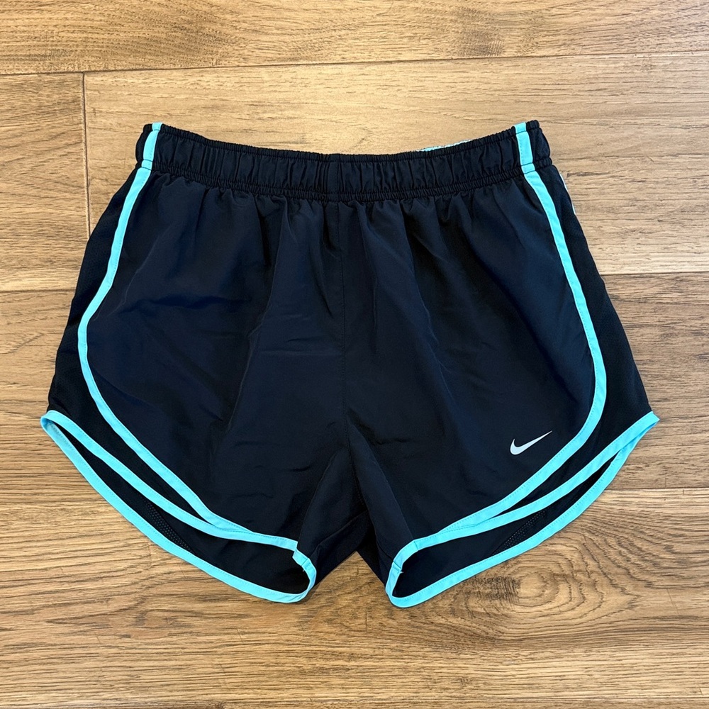 Nike Dri Fit Women's Black Shorts with Blue Trim size M